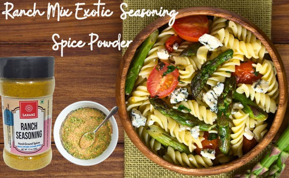 SARANZ SARANZ Ranch Mix Exotic Seasoning Perfect for Snacks, Appetizers, Savouries|Ranch Mix Seasoning with Fresh Ingredients For Dressing | Aromatic and Flavoured Vegan Seasonings |Used Ranch Mix Seasoning in Sauces, Marinades, Dressing, Snacks-100 Grams S