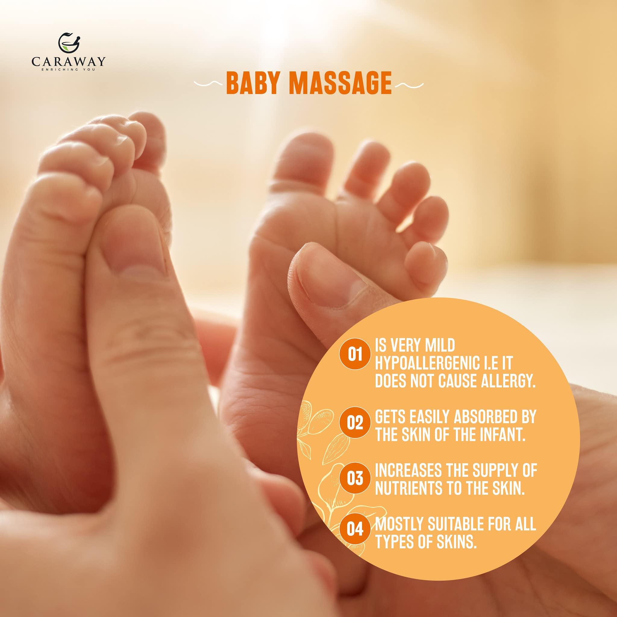 CARAWAY CARAWAY Certified Organic Almond Oil for Face - Cold Pressed Badam Rogan Oil for Baby Massage and Hair Care - Edible Grade - 16 oz / 475 ml