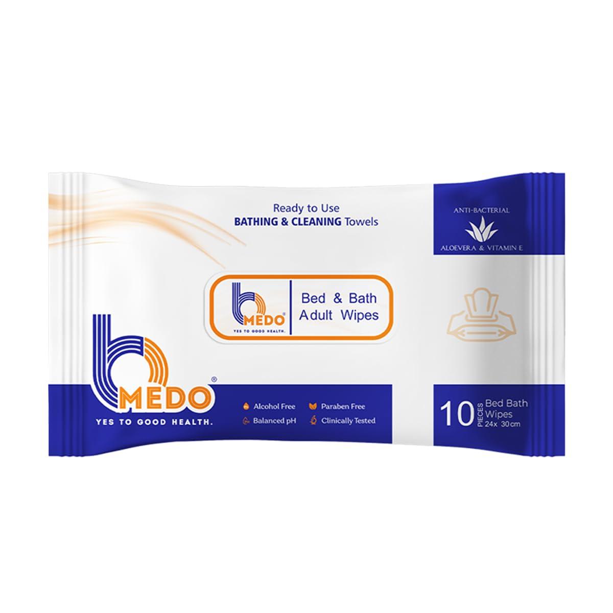 BMEDO Bmedo Bed Bath Wipes, Adult Wet Wipes, Adult Bath Wipes, Anti Bacterial, Ready To Use Cleansing Towels, Refreshing Sponge Bath Towel, For Men & Women | Travelling Wipes | Pure Water Soft Moisturizing Wet Wipes With Lid (40 Count (Pack Of 4))