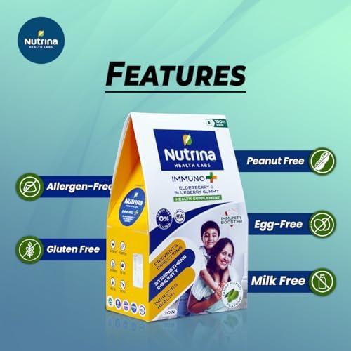 Nutrina - Health Labs Nutrina Health Labs Immuno Plus Gummies for Men And Women Elderberry, Blueberry Extract, Vitamin C and Zinc Boosts Immunity And Prevents Infections 30 Gummies (Pack of 1)