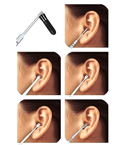 GOLD MAX GOLD MAX Ear wax removal kit, reusable ear cleaning tools with a small brush and portable storage box, stainless steel ear cleaners pick tools set of 6pcs to effectively remove accumulated