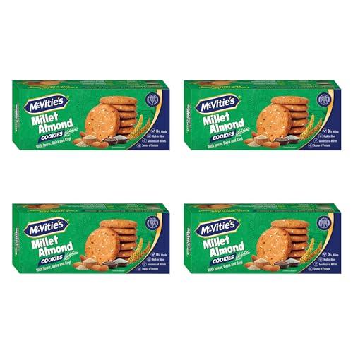 McVities Mcvitie\'s Millet Almond Cookies With Goodness of Wholewheat, Jowar, Bajra, Ragi and 0% maida, 73.6g (Pack of 4)
