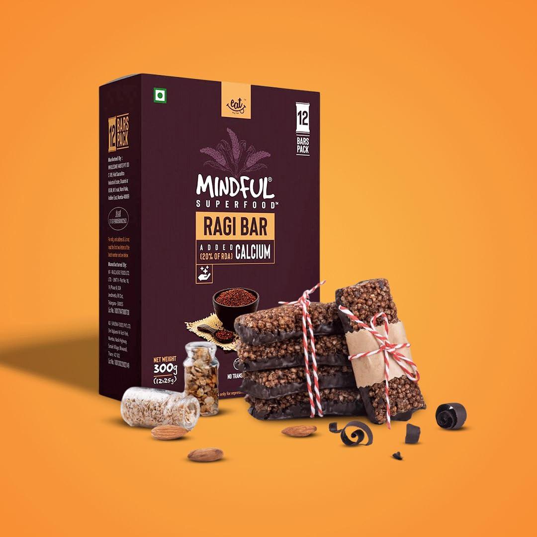 EAT Anytime Eat Anytime Mindful Healthy Energy Ragi Bar | Gluten Free & High Fiber | Energy Bar Sugar Free | High Protein Bar | Healthy Bar & Breakfast Protein Bar | Ragi Bar/Energy Bar-300gm(12pcs of 25gm)