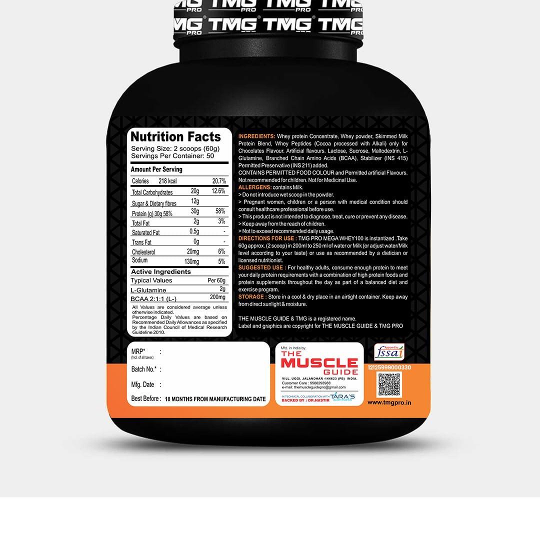 TMG PRO TMG PRO Mega Whey 100 Protein Powder | Dietary Supplement | Soy Free | Yeast Free | Dope Free | Mass Gainer Protein for Athlete & Bodybuilder (Chocolate-1KG)
