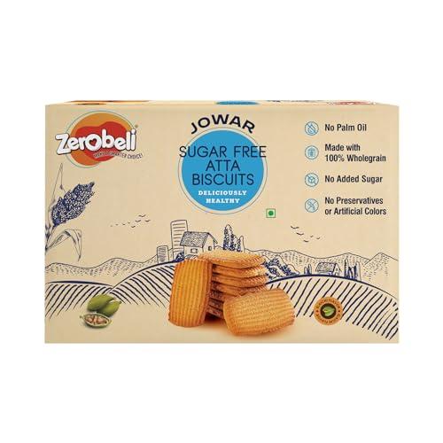 Zerobeli Zerobeli Sugar-Free Jowar Atta Biscuits - 325g | Wholesome, Delicious, and Guilt-Free | Perfect Blend of Nutrition and Flavor | Ideal for Health-Conscious Consumers | 100% Wholegrain, No Refined Sugar | Healthy Snack for Your Wellness Goals
