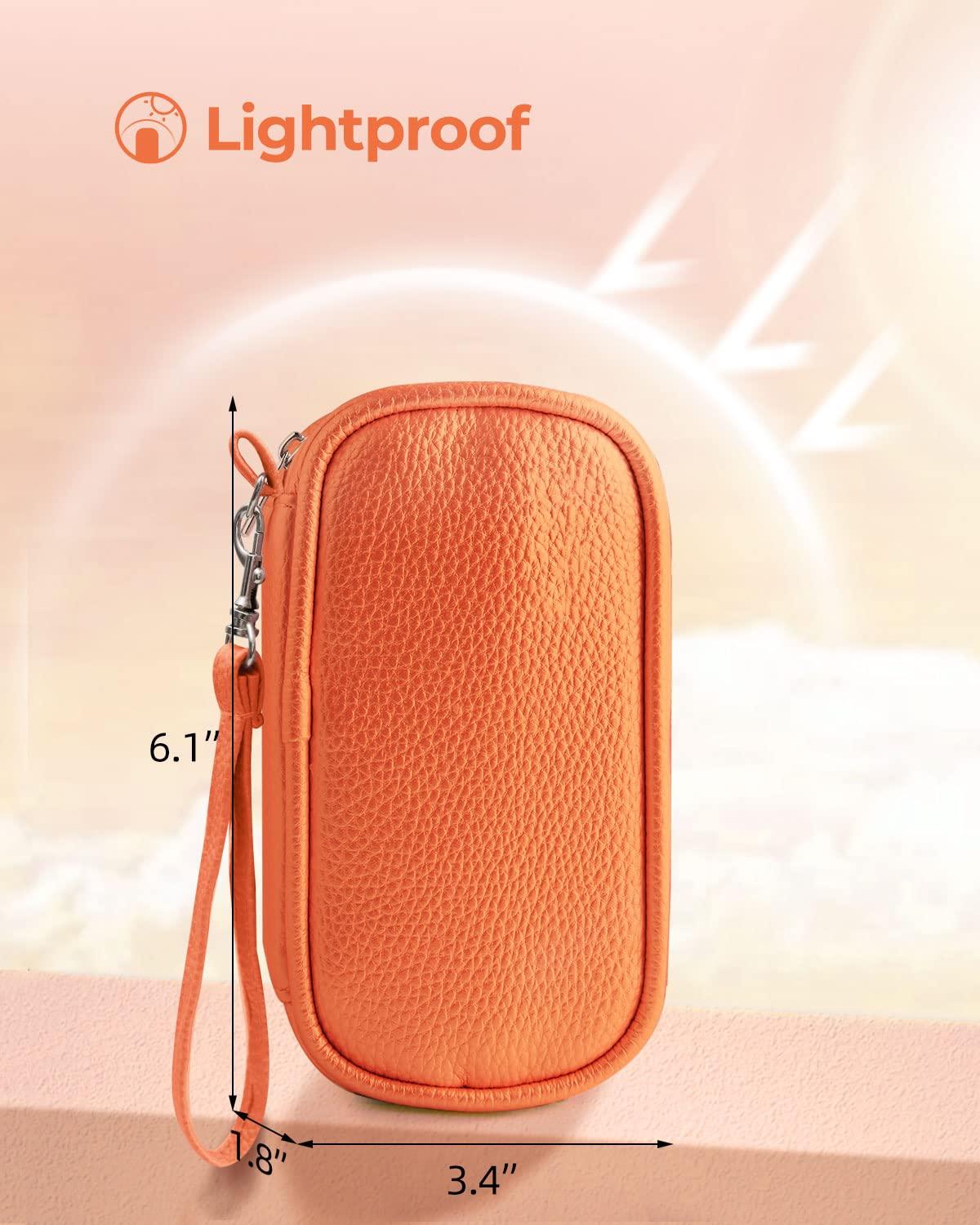 AMOOS Amoos Cute Pill Organizer 2 Times a Day, PU Leather Pill Case for Women, Orange