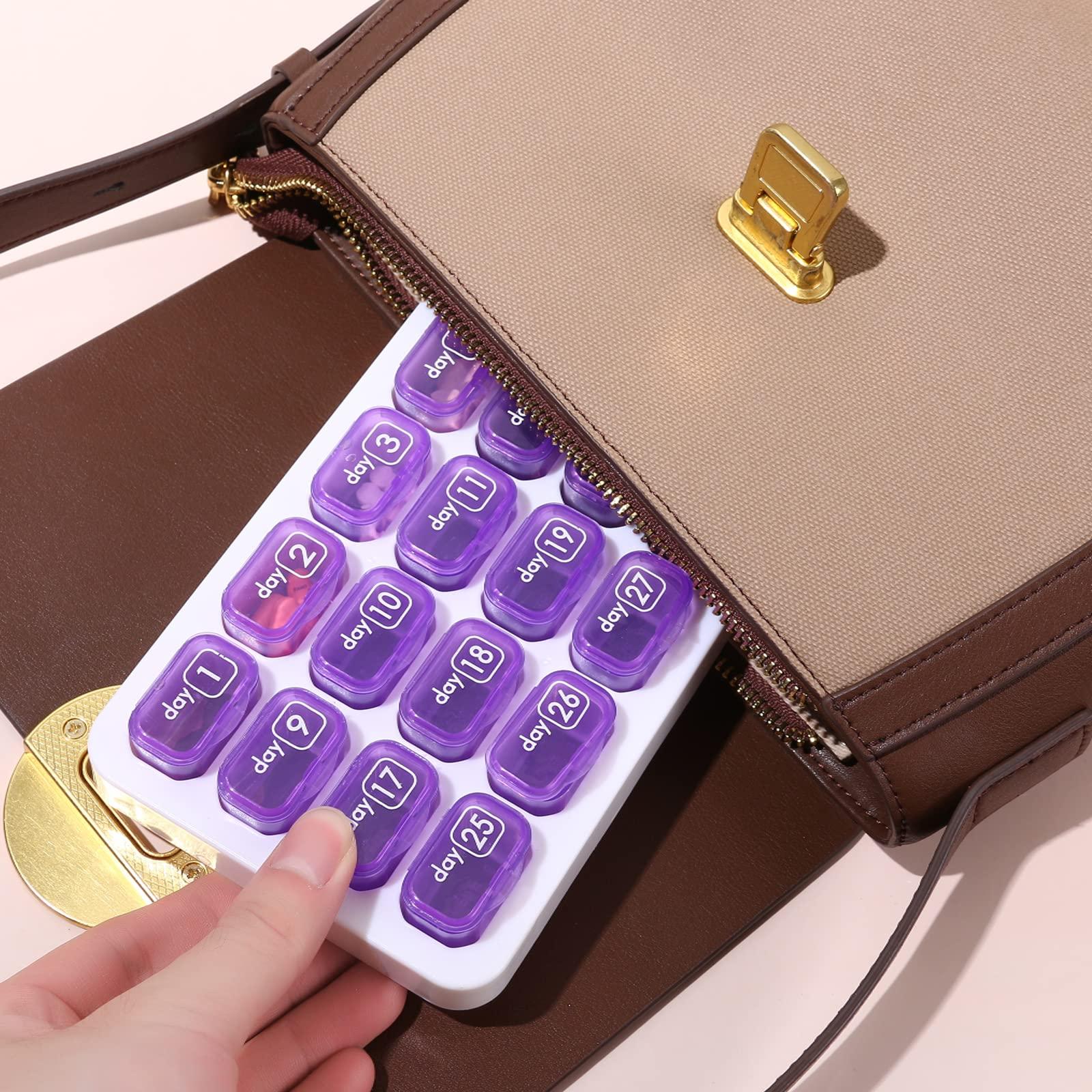UHZBTEC UHZBTEC Monthly 31 compartments Pill Organizer Day Pill Organizer for Medicine Vitamin Holder Container (Purple)