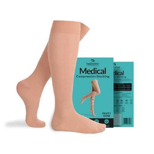 Healthshine Healthshine Class 2 Medical Compression Stocking Knee Length | Soothing Relief for Swollen, Tired Legs | Varicose Vein Socks for Men & Women | Pocket-Friendly in Medium Size | CE, ISO Certified