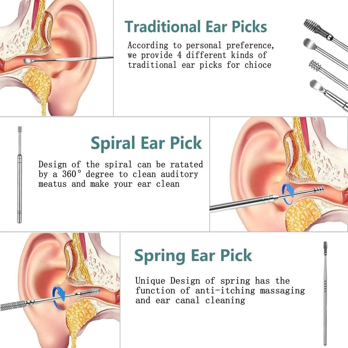 Kresal 6 Pcs Ear Wax Removal Kit, Kresal Professional Ear Pick Earwax Removal Tools, Stainless Steel Ear Cleaner Curette with Cleaning Brush and Storage Box, Suit for Kid Adult
