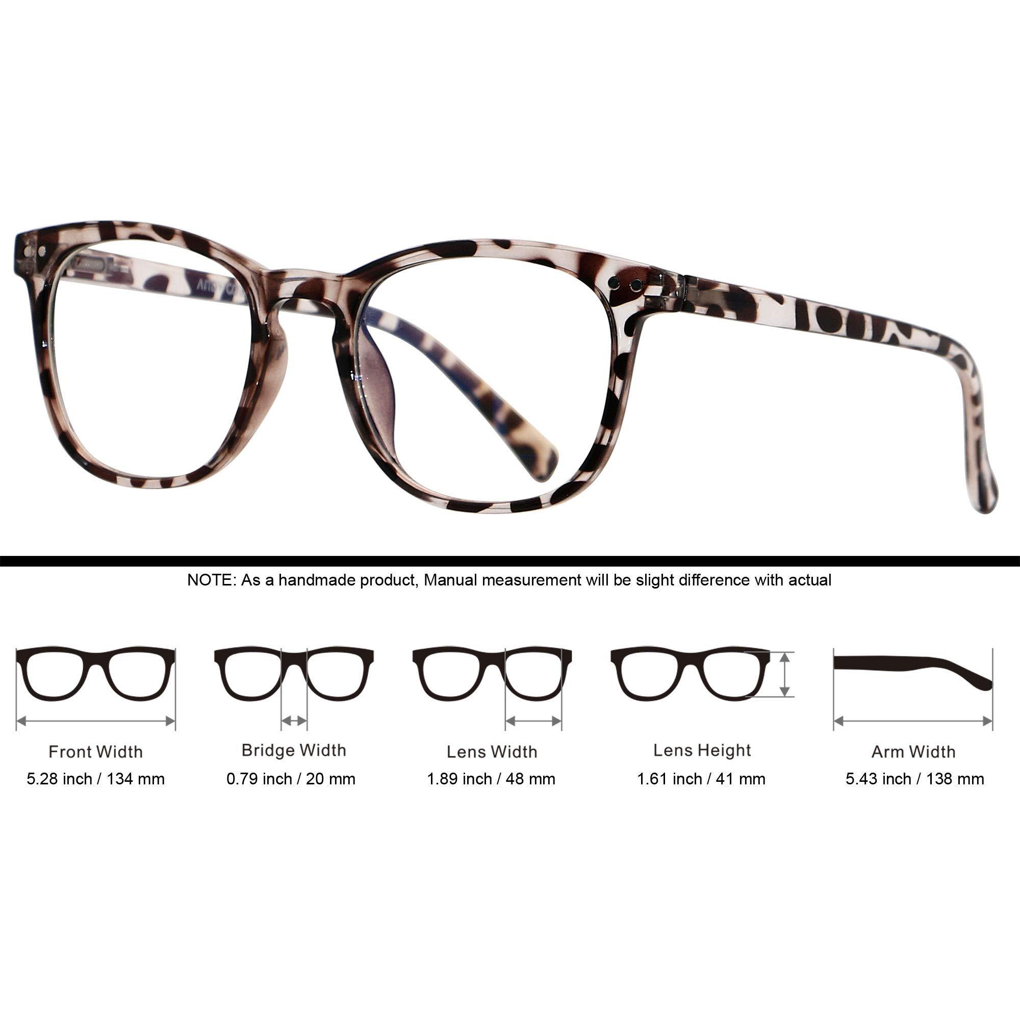 ANDWOOD Blue Light Blocking Glasses Women Small Face Clear Frame Bluelight Blocker Teens Leopard ANDWOOD