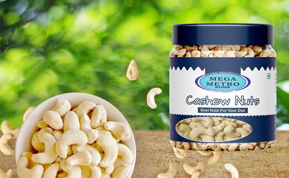 MEGA METRO STORE MEGA METRO STORE Premium Cashew Nuts w400 Natural Kaju Dry Fruits Nutritious Delicious Source of Minerals Vitamins 400gm