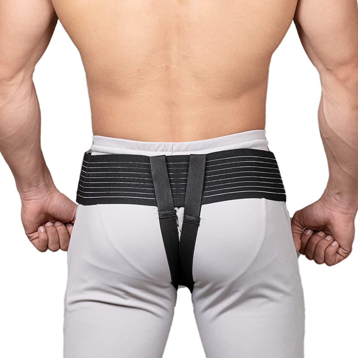 FIDELIS HEALTHCARE FIDELIS HEALTHCARE Inguinal Hernia Belt For Men Hernia Support Truss With Removable Pressure Pads Double Hernia Pain Relief Comfortable Brace Black, Extra Extra Large