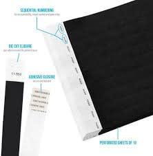 DECOWALL Decowall Tyvek Paper Wristband (Black) Color (Pack of 200)