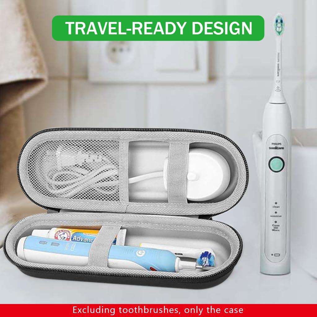 HANNEA HANNEA Electric Toothbrush Hard Travel Case Compatible with Oral-B Pro Pro 500 300 1500 iO series 7 8 9 Electric Toothbrush, Portable EVA Protective Storage Bag Holder with Mesh Pocket
