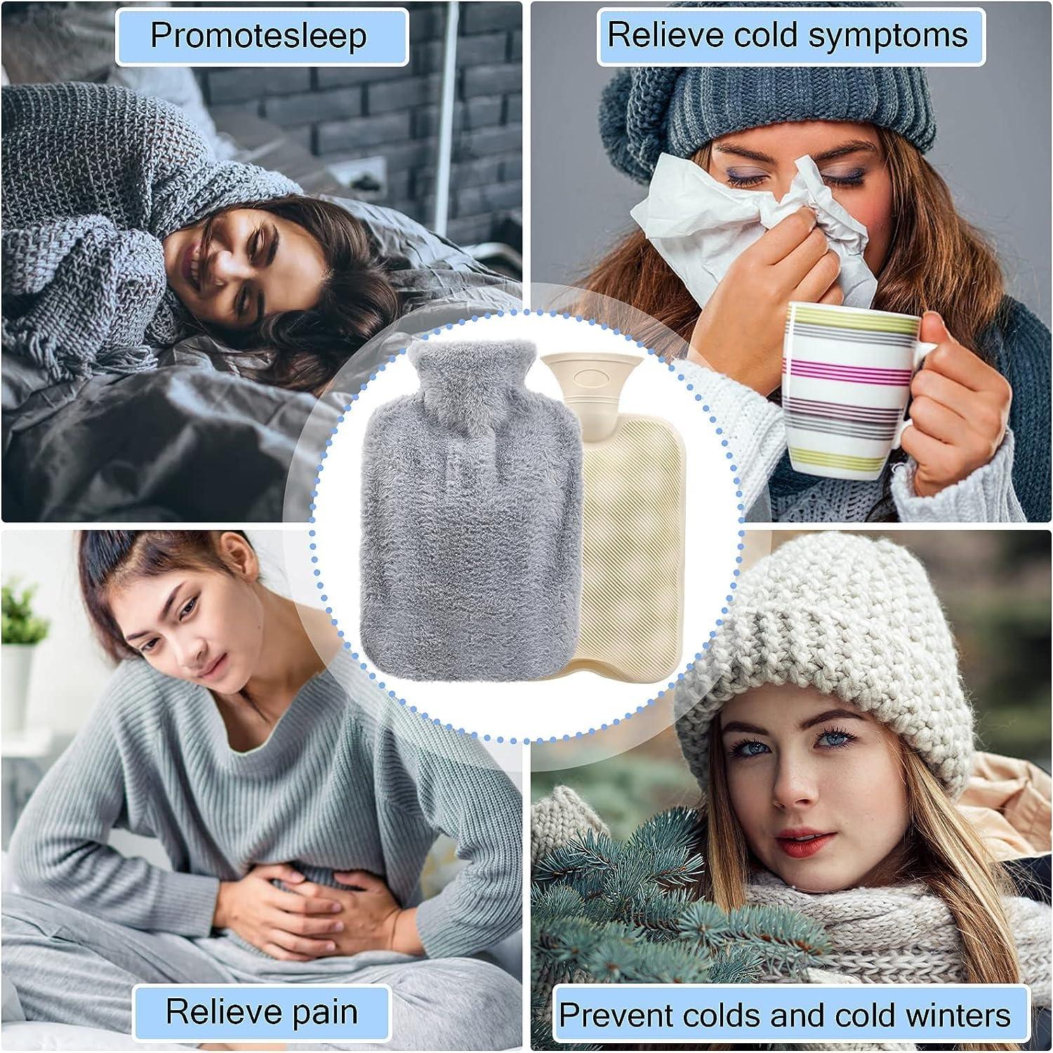 Onprix Onprix Hot Water Bottle with Plush Cover 1L Cute Mini Hot Water Bag for Neck Shoulder Pain and Hand Feet Warmer Hot Water Bottle for Women Kids Gifts (Multi Color)