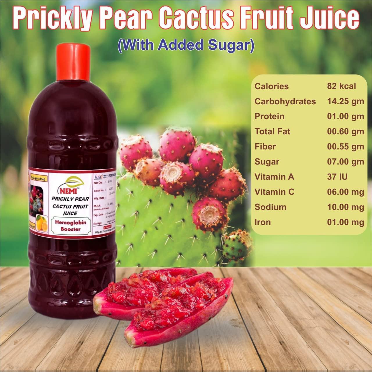 NEMI Nemi Organic Prickly Pear Cactus Juice - Rich in Hemoglobin Sugar Lemon, Vitamin C - Findla Juice Original Pack of 2