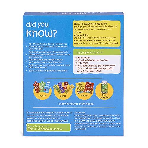 HAPPA Happa Organic Baby Food Sprouted Ragi, Mango and Banana Cereal Mix Porridge | Calcium Booster - Bone Strength | 100% Natural, Organic Khichdi | No Added Salt, Sugar or Milk | No preservatives | 200gm