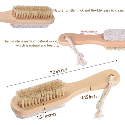 Amzgear Amzgear Natural Pumice Stone Combo foot Brush, Body Exfoliating Double Side Soft Bristle Wood Brush, Suitable for Pedicure Brush Kit Tool for Cleanse, Scrub & File Dead Skin Callus Remover (Pack of 1)