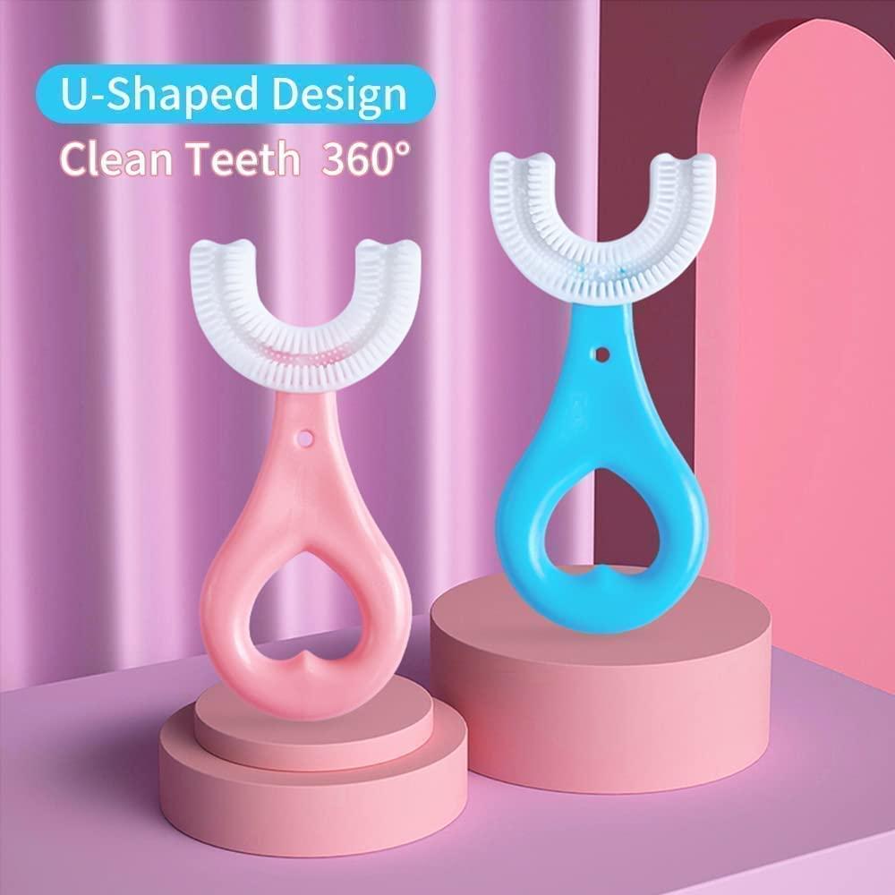 DIBEJI DIBEJI Toothbrush for Kids 3-5 Years Children U Shape Toothbrush Baby Brush Teeth Cleaner Silicone Tooth Brush Head 360 Degree Cleansing Infant Toothbrush (Multicolor)