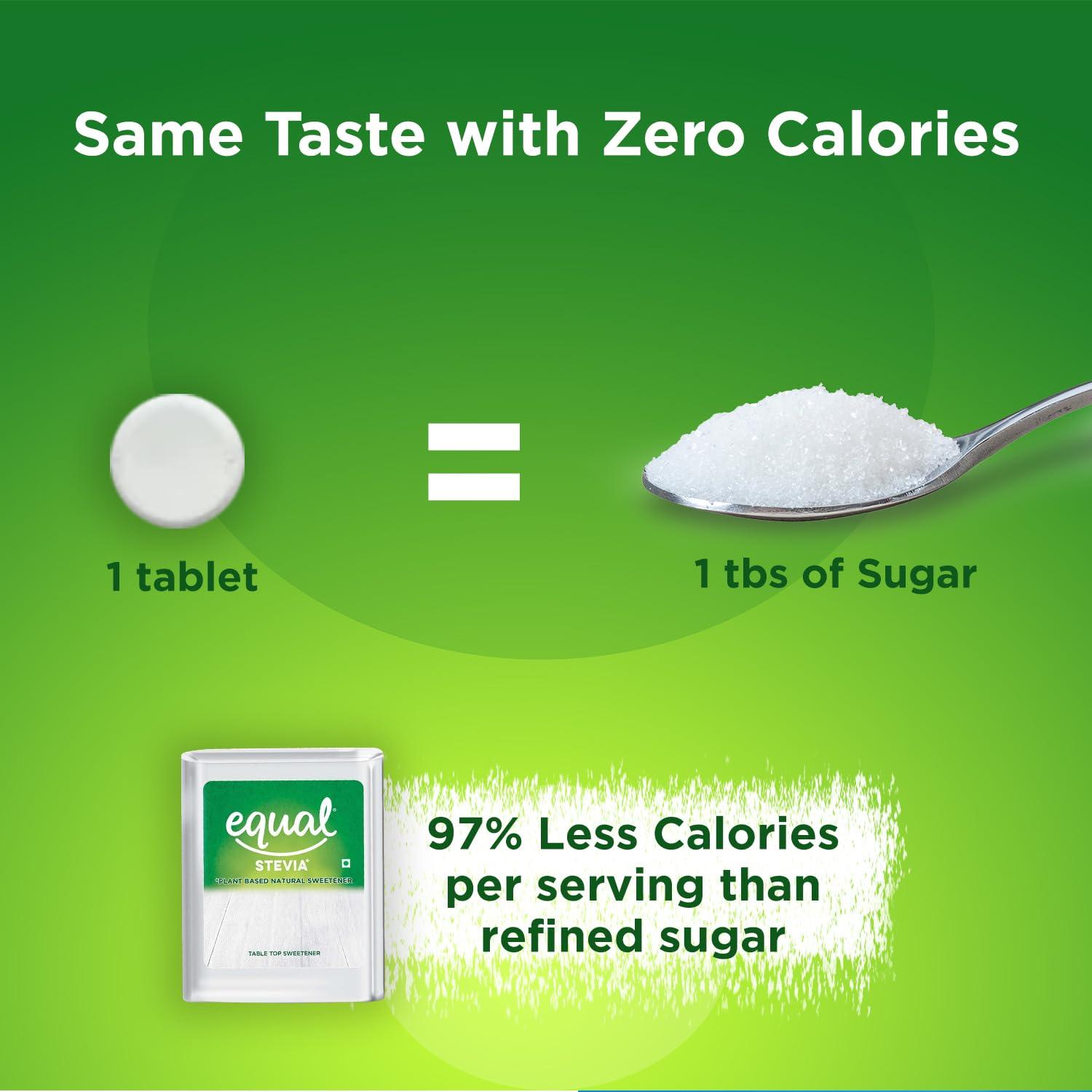 Equal Equal® Stevia Plant-Based Natural Sweetener | Sugar Free | 100 Tablets | Pack of 6