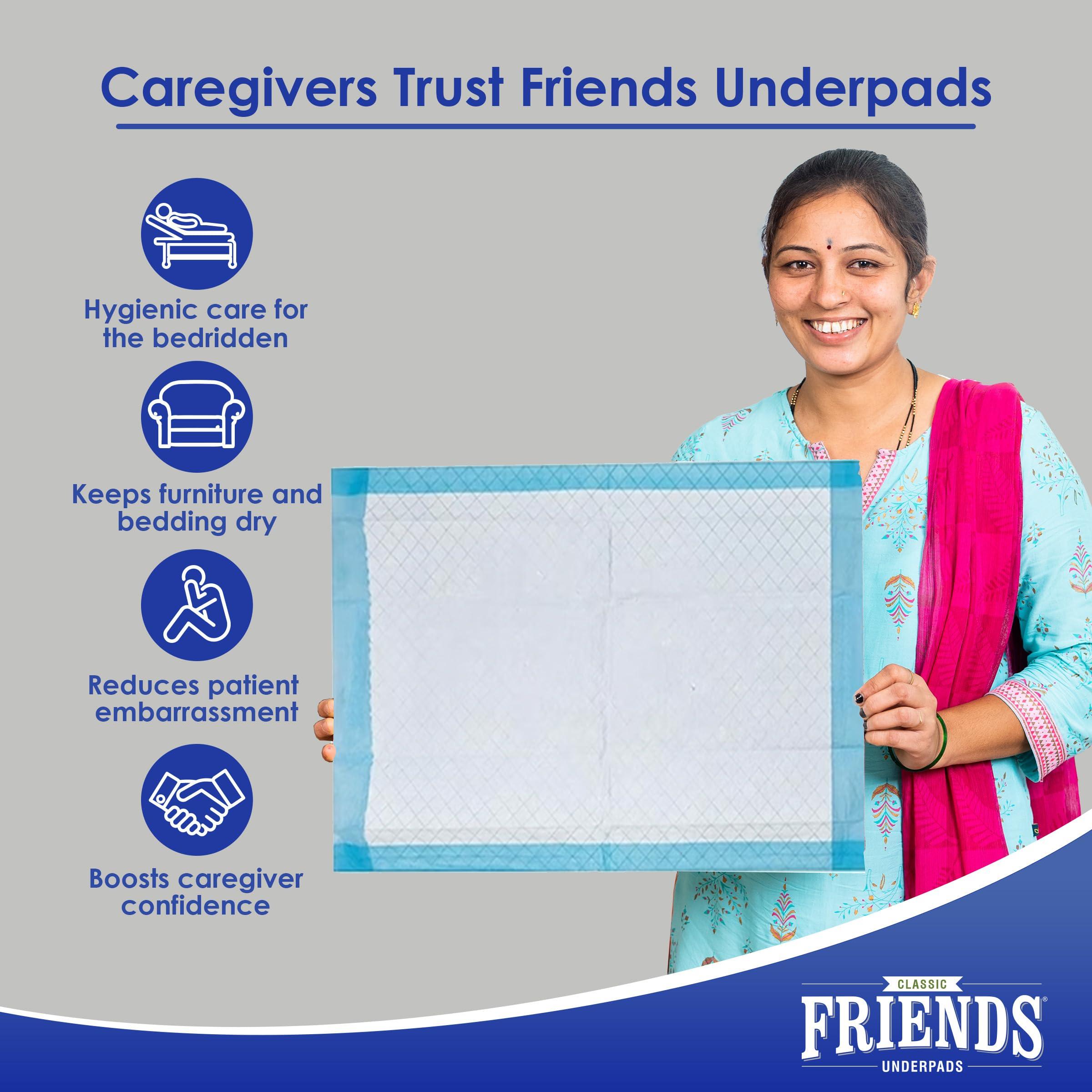 Friends Friends Classic Disposable Underpads,Soft & Super Absorbency - 60x90 cm (Pack of 3).