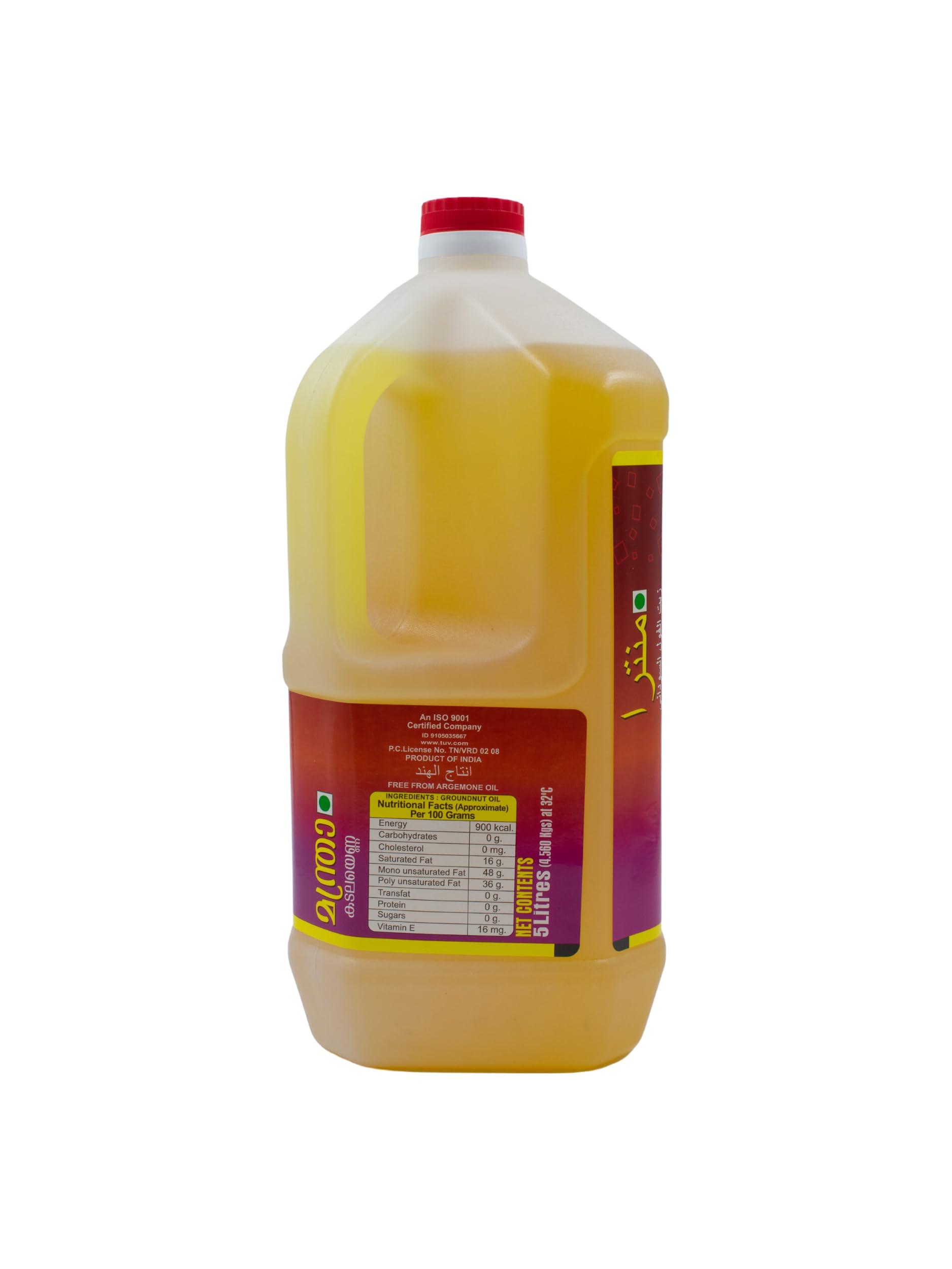 Idhayam Idhayam Mantra Groundnut Oil - Zero Cholesterol & Transfats - Rich in Flavour & High Smoke Point - Nutrient Rich Oil for Optimum Health - Healthy Cooking Oil (5 Litre)