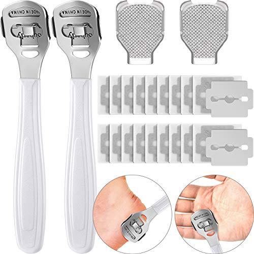 Mudder 24 Pieces in Total, 2 Callus Shaver Sets Include 20 Replacement Slices 2 Callus Shavers and 2 Foot File Heads Foot Care Tools Hard Skin Remover for Hand Feet (White)