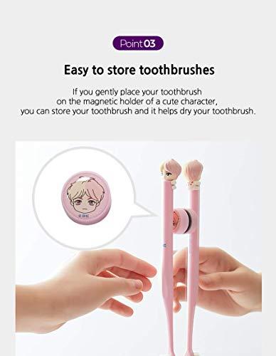 BTS Goods BTS Goods Adult [Bts Official Merchandise] Fans Gift-K-Pop Idols Goods-Bts Character Figure Manual Toothbrush With Convenient Magnetic Holder (Jung Kook), 1 count,Red