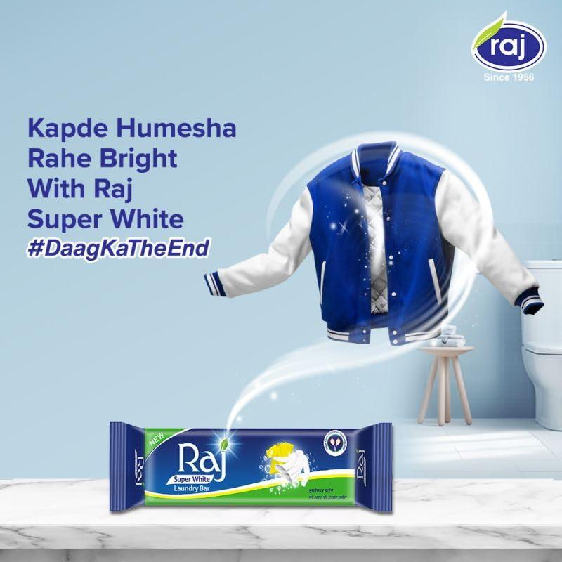 RAJ SUPER WHITE Raj Super White Laundry Soap Bar, 3.5 kg (Pack of 35 x 100g)