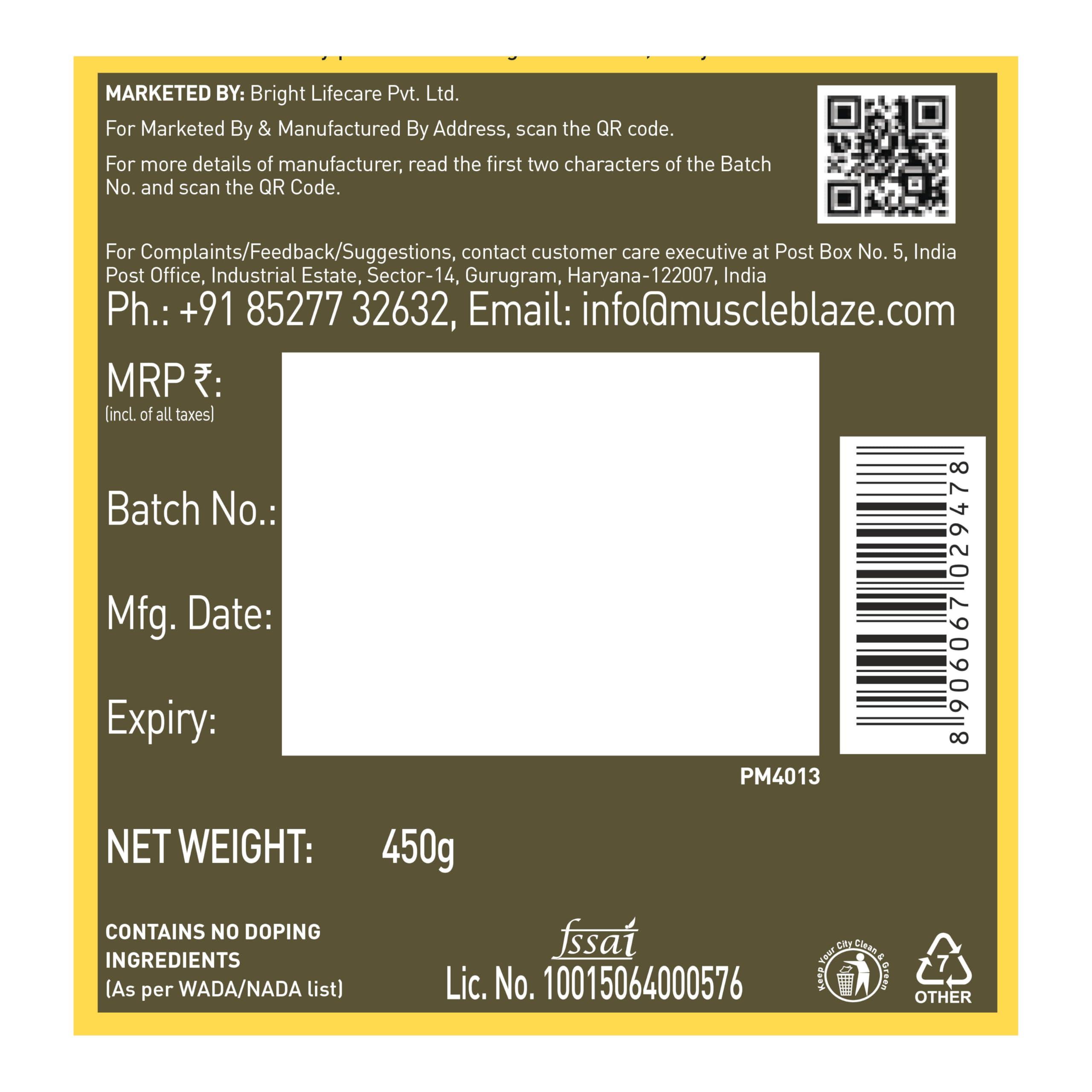 MuscleBlaze MuscleBlaze Bcaa Gold 8:1:1 Powder (Watermelon, 450G, 60 Servings) | With Higher Leucine, Electrolytes & Glutamine