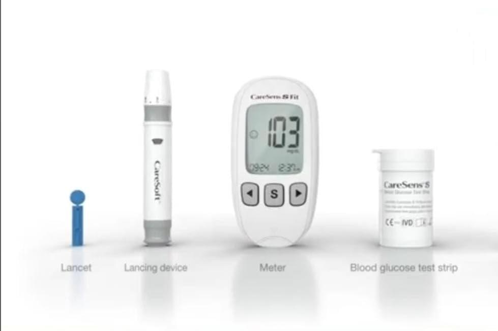 CareSens N CareSens S Fit blood Glucose Monitor with NeuralSync Sensing Technology With 10strips free multicolour