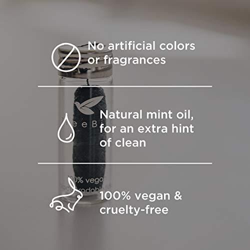 TreeBird Organic Biodegradable Bamboo Charcoal Dental Floss & Refillable Glass Holder | Vegan | Naturally Waxed With Candelilla Wax | 33yd Thread Spool | Eco-Friendly Zero Waste Oral Care | Mint Flavored