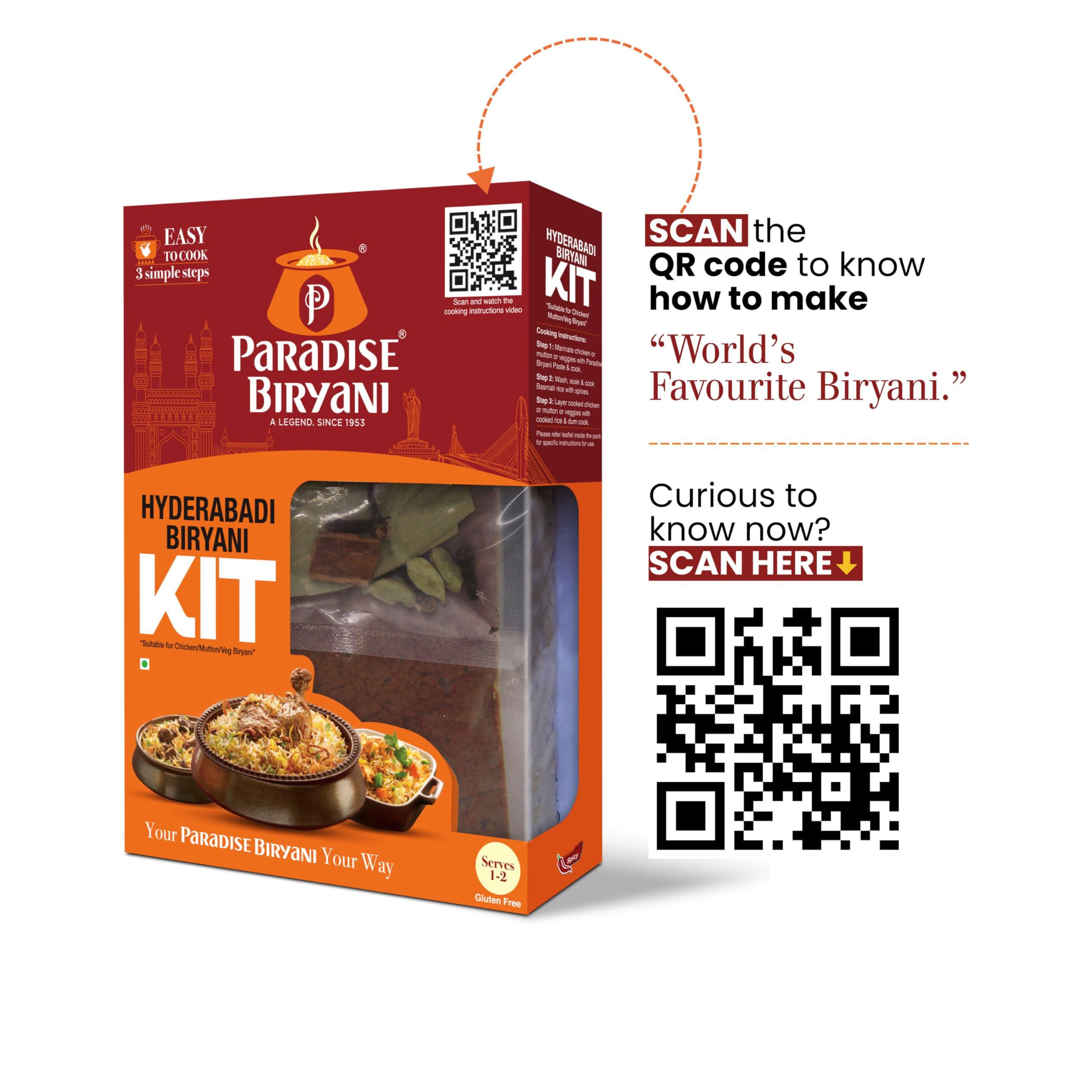 Paradise Biryani Paradise Hyderabadi Biryani Kit | Easy 3 Step Cooking | From the House of Original Hyderabadi Paradise | Your Paradise Biryani Your Way | 322 Gm (Pack of 2)