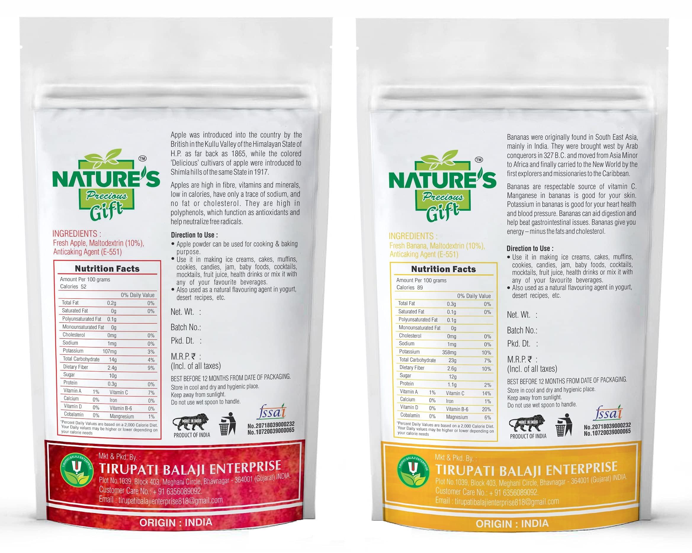 NATURE'S GIFT - FOR THOSE WHO CARE'S NATURE\'S GIFT - FOR THOSE WHO CARE\'S Apple Powder & Banana Fruit Powder - 1 KG Each (Super Saver Combo Pack)
