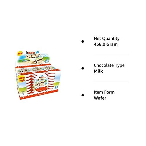 Kinder Dave\'s American Food Kinder Creamy Pack Of 24 Milky and Cocoa Chocolate with Extruded Rice, 456 Grams