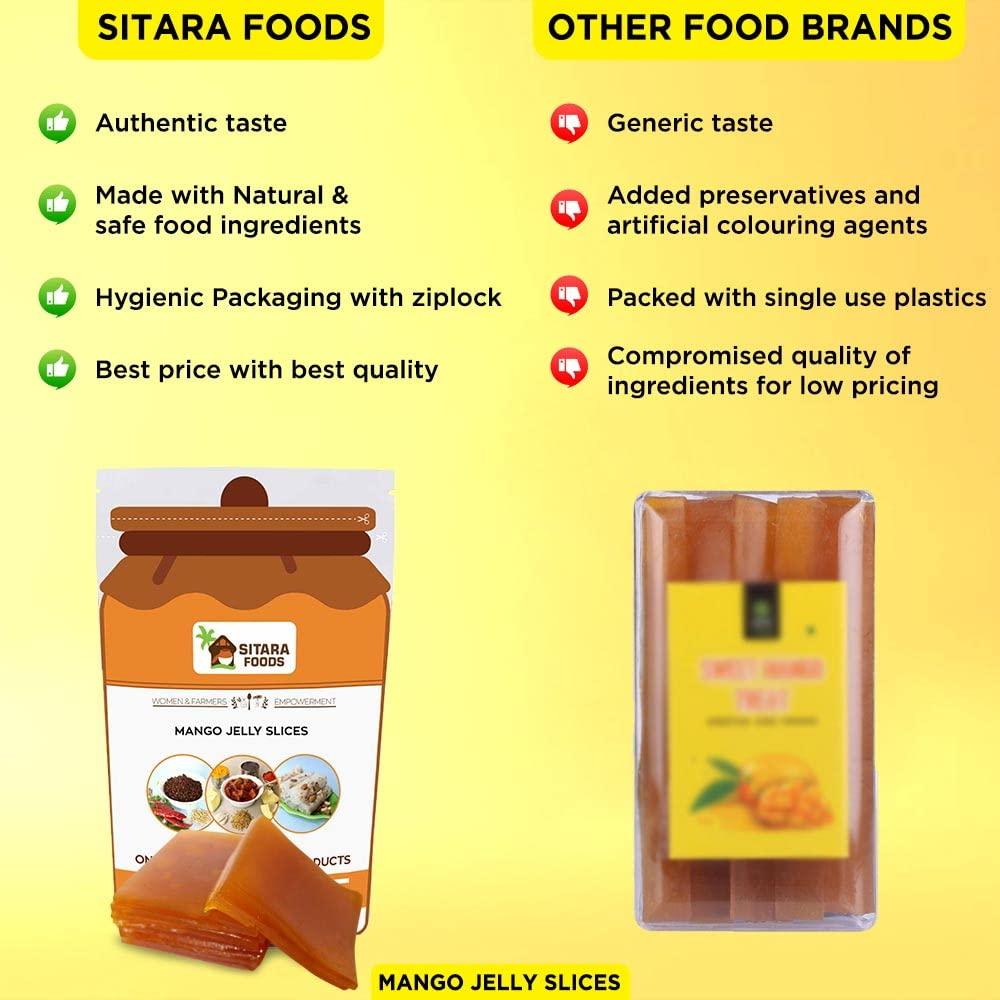 SITARA FOODS Sitara Foods mango candy bar jelly slices Aam papad mamidi thandra summer special 250 Grams pack