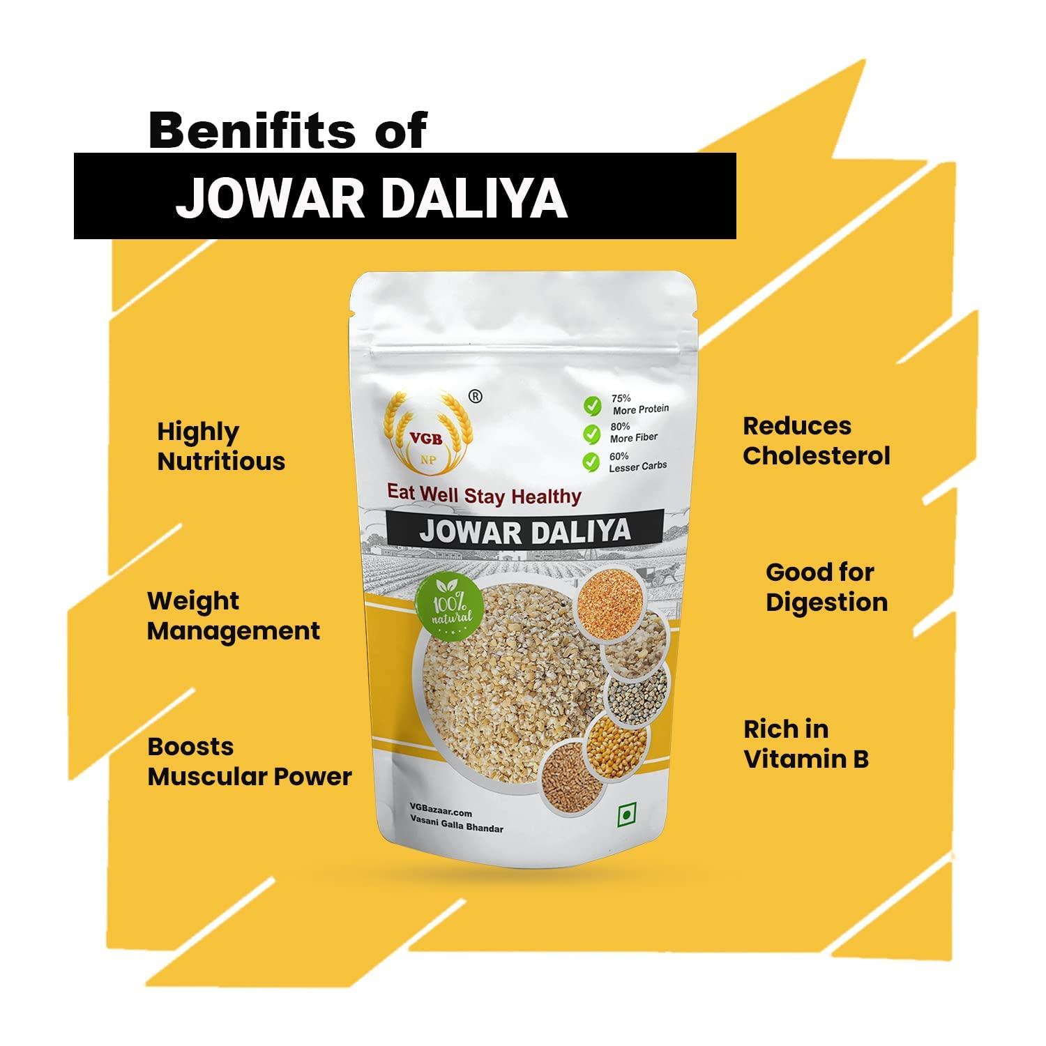VGBNP VGBNP 100% Natural & Original Jowar Daliya (Jonna Ka Daliya) Sorghum Dalia,Cholam Seeds Dalia (Jonnalu |Joar Dalia |Jowari) Grains Fibre Rich/Immunity Builder Jowar Dalia, 500 Gm