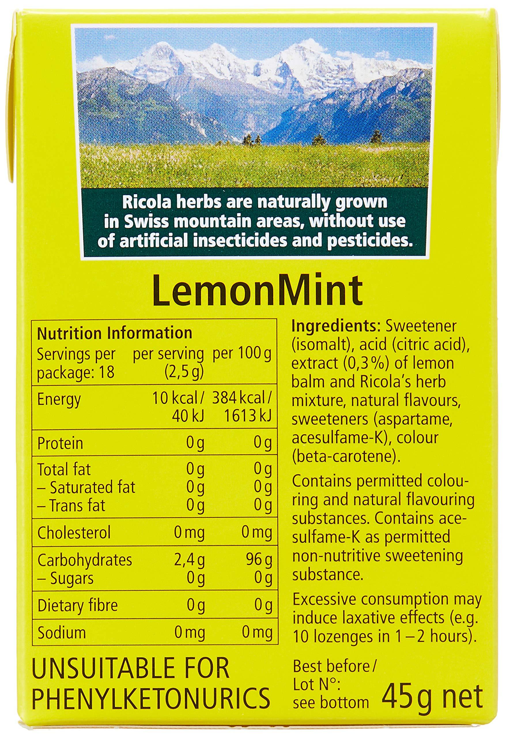 Ricola Ricola 45g Sugar Free Lemon Mint Herb Drops