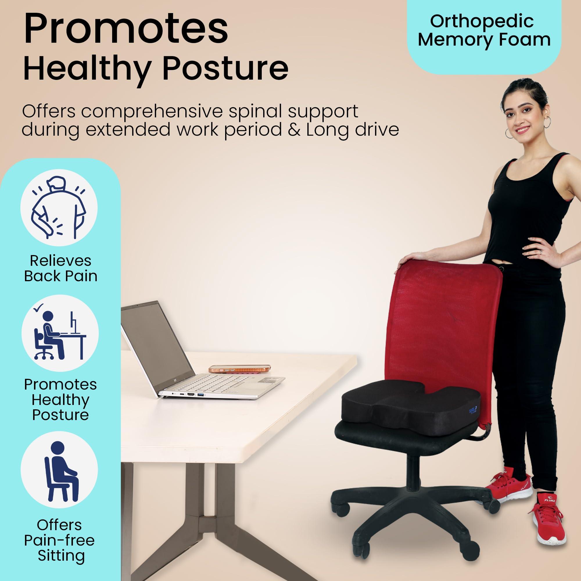 SALO Orthotics SALO Orthotics Coccyx Cushion for Tailbone & Lower Back Pain Relief - Sciatica & Muscular Stress Seat Pillow - Ergonomic Hip Support (Memory Foam)