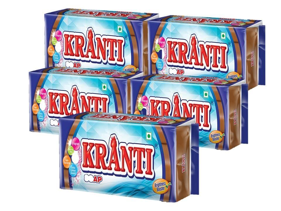 Kranti Kranti Brown Laundry Soap | Transparent Detergent Bar (Pack of 5 x 100g)