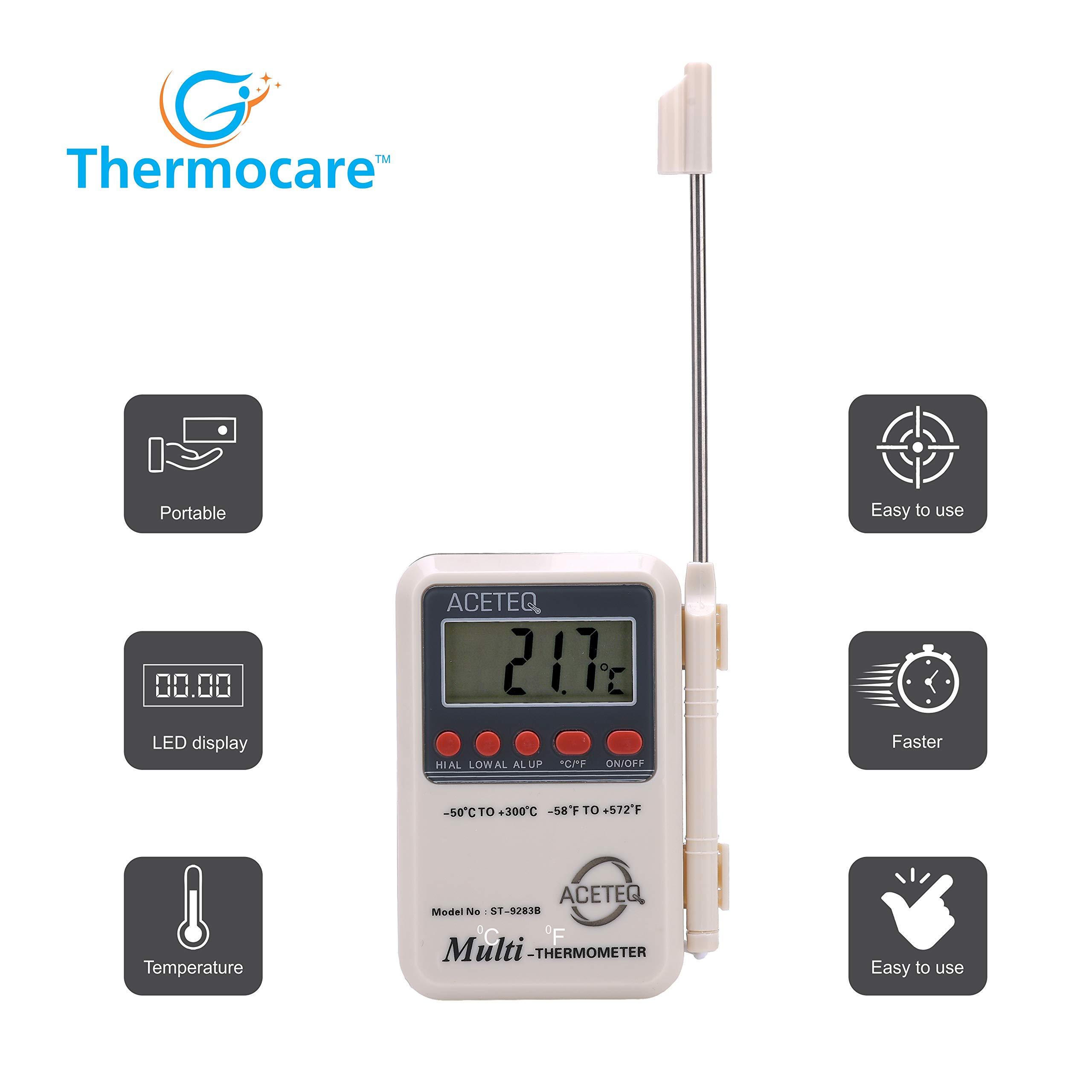Thermocare Thermocare Multi Stem Digital Thermometer with External Sensing Probe and Portable LCD Digital, Accurate Fast Response (White)