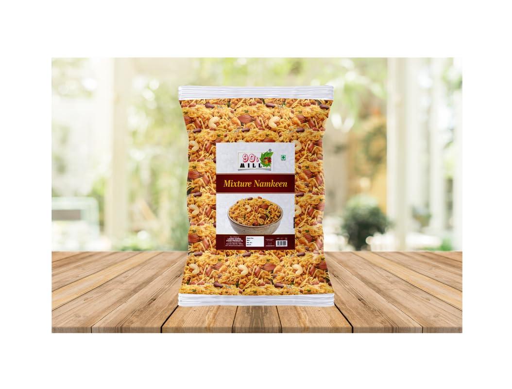 90\'s MILL 90\'s MILL Mix Farsan Besan Sev, Peanuts, Boondi - Misal Pav Farsan | Ready to eat Mixture Namkeen, Homemade and Lite Spicy Namkeen, Namkeen And Snacks | Made In Groundnut Peanut Oil-850g*2Pack