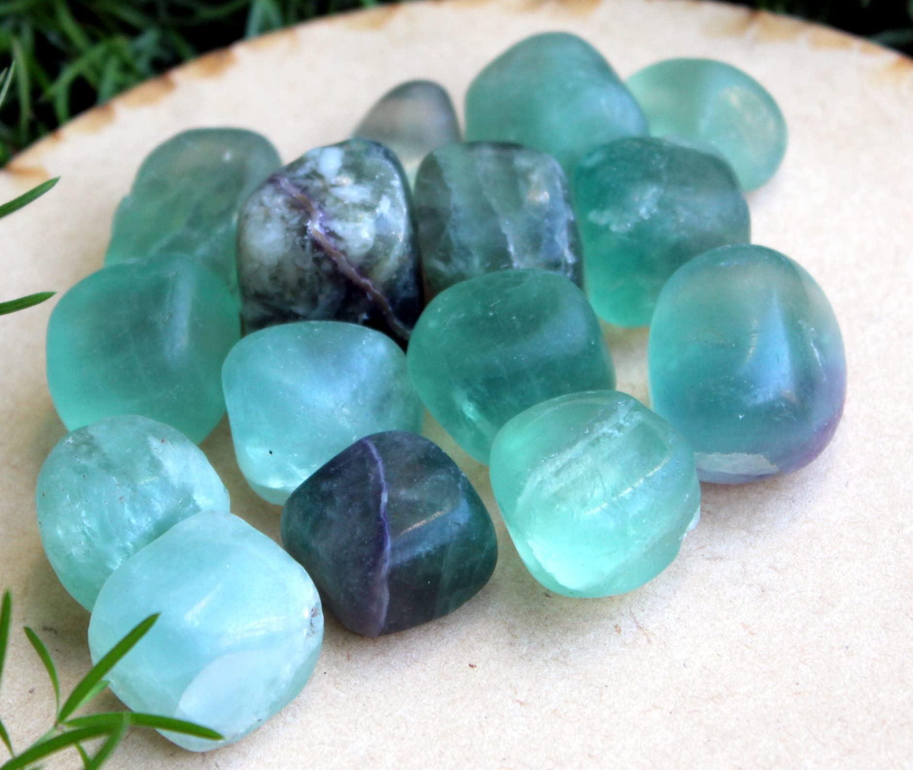 Jet International Crystal Jet Green Flourite Tumbled Stone Approx 0.75 To 1" inch Free 40 Page Booklet on Jet International Crystal Therapy. 100 grams Attractive Genuine A Grade