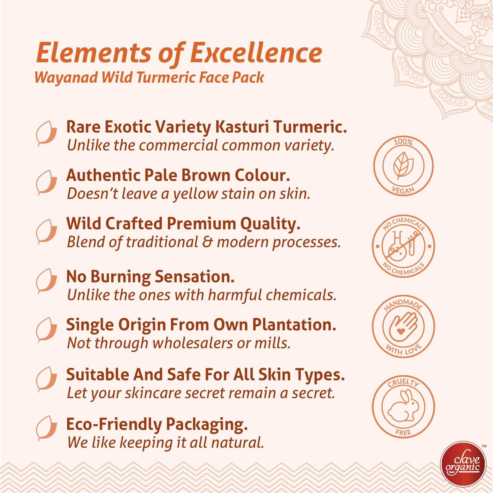 Clave Organic India Clave Organic India Wayanad Rare Variety Vegan No Chemicals Kasturi Manjal (Wild Turmeric ) Powder in Eco-Friendly Glass Jar - 90g