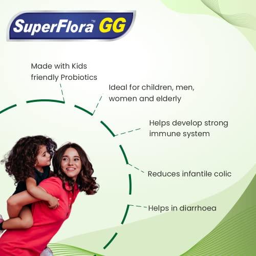 Sundyota Lifecare Sundyota's Superflora GG Probiotic Supplement | Eq. to 30 billion cells - 5X more probiotic activity | Probiotic for kids, men & women | Orodispersible vanilla flavored Sachets. (10 Sachets)
