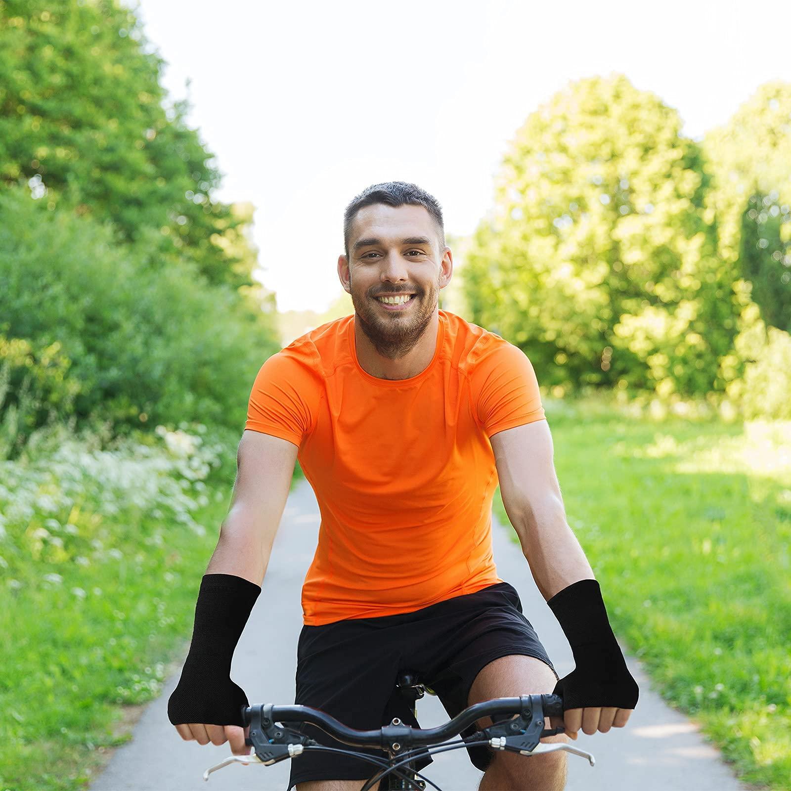 KASTWAVE 4 PCS Wrist Thumb Support Sleeve Fingerless Wrist Gloves Compression Arthritis Gloves Sports Wrist Support Brace for Fatigue Sports Typing (Black, Unisex, Medium)