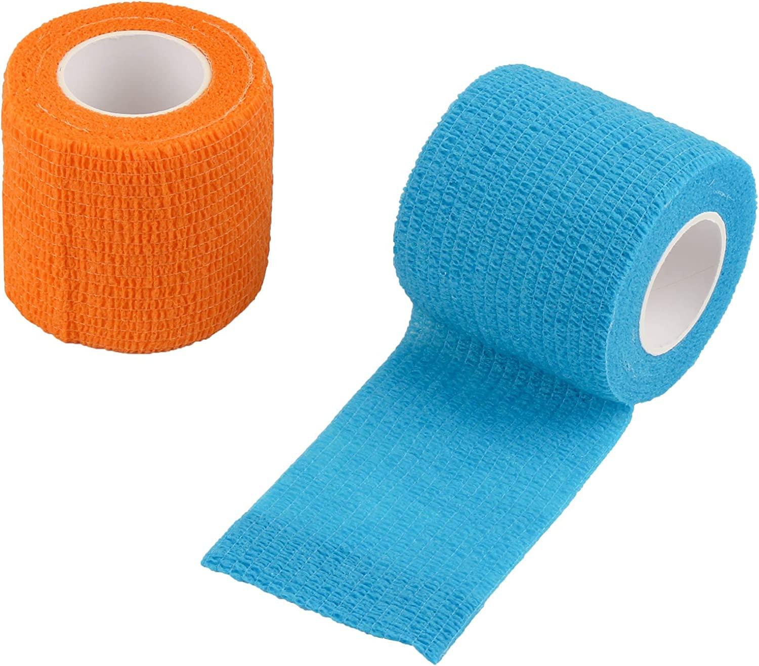 Mooerca Self Adherent Cohesive Wrap Bandages 2 Inches X 5 Yards, 12 Count, First Aid Tape, Elastic Self Adhesive Tape, Athletic, Sports wrap Tape, Bandage Wrap for Sports, Wrist, Ankle (Rainbow Color)