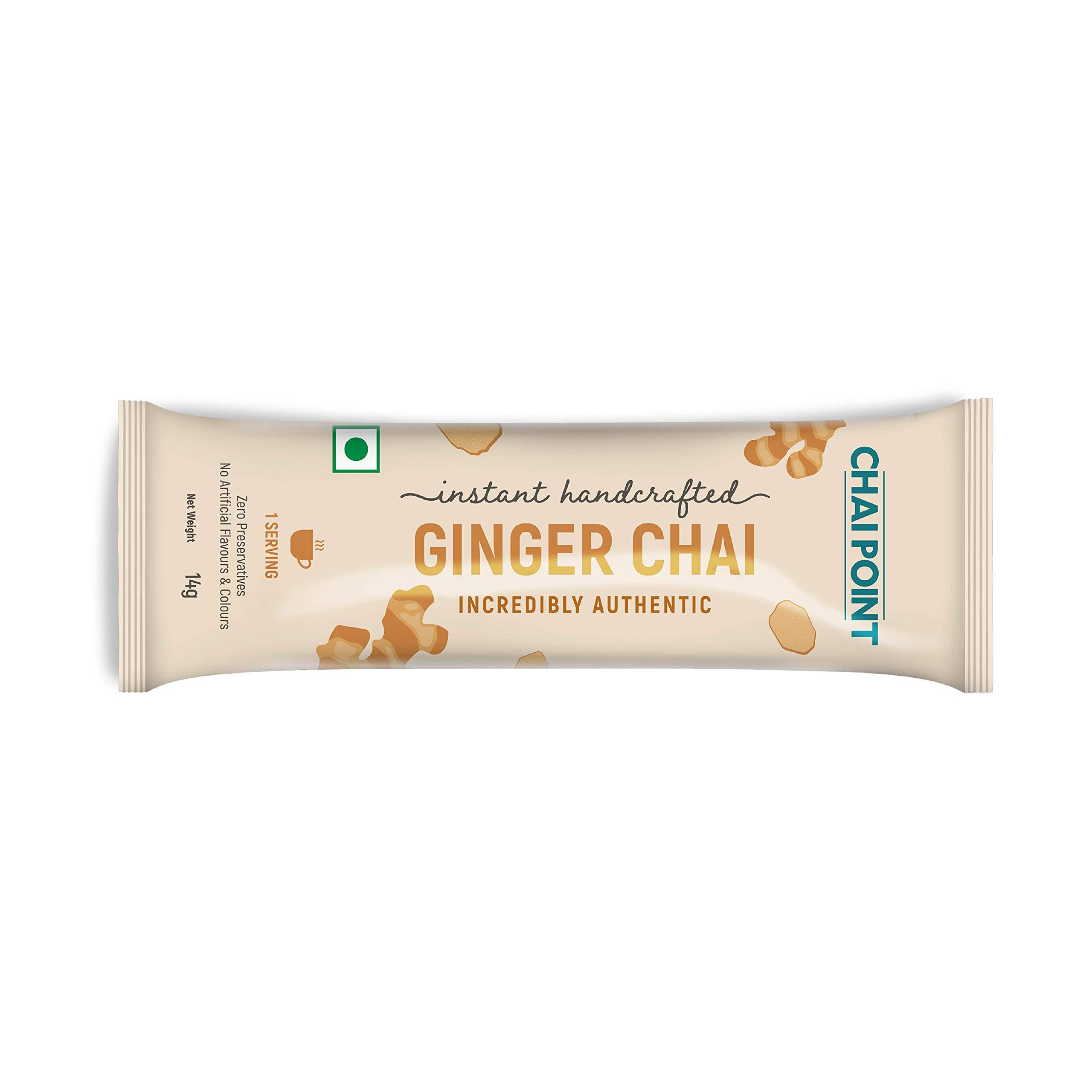 CHAI POINT CHAI POINT Instant Tea | Incredibly Authentic | Ginger Flavoured Tea | 10 Sachets | Adhrak Chai | Instant Tea Premix | Tea Ginger Mix (Pack of 1)