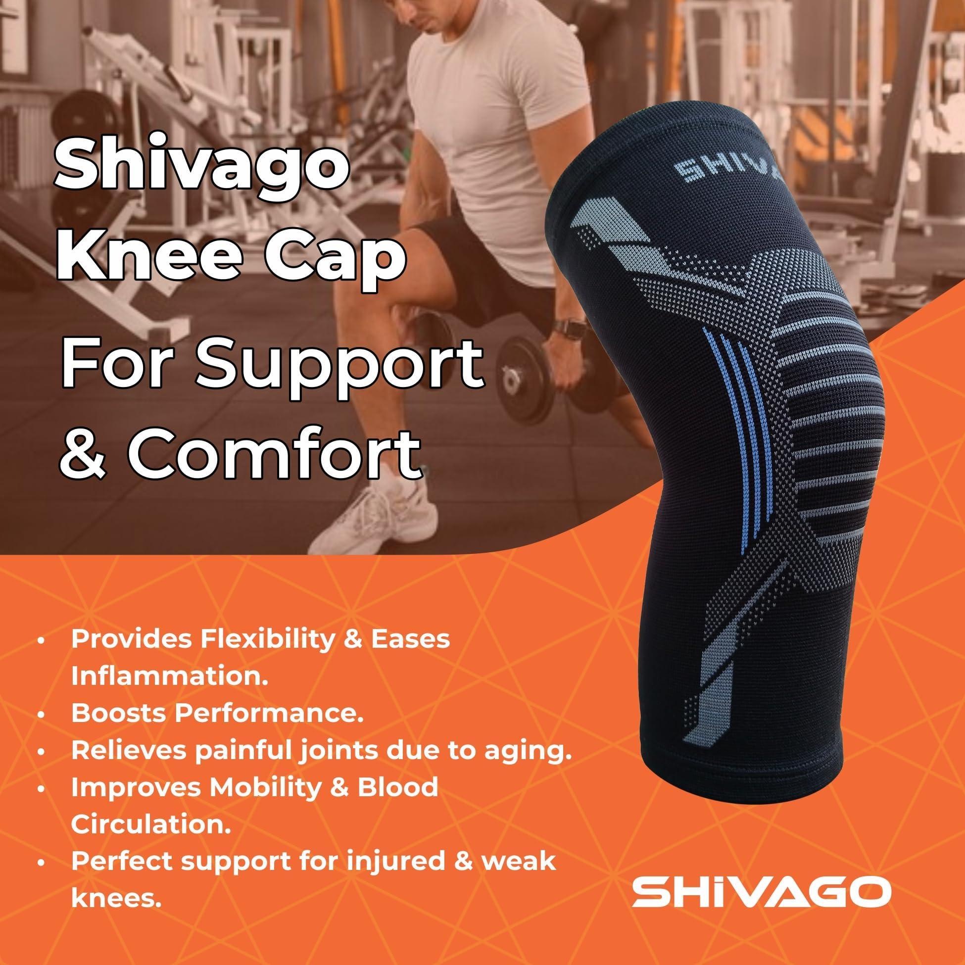 SHIVAGO SHIVAGO 3D Seamless Compression Knee Cap Pain Relief Knee Support for Men Women Gym Knee Sleeve Leg Braces (SVGVCT0011, M)