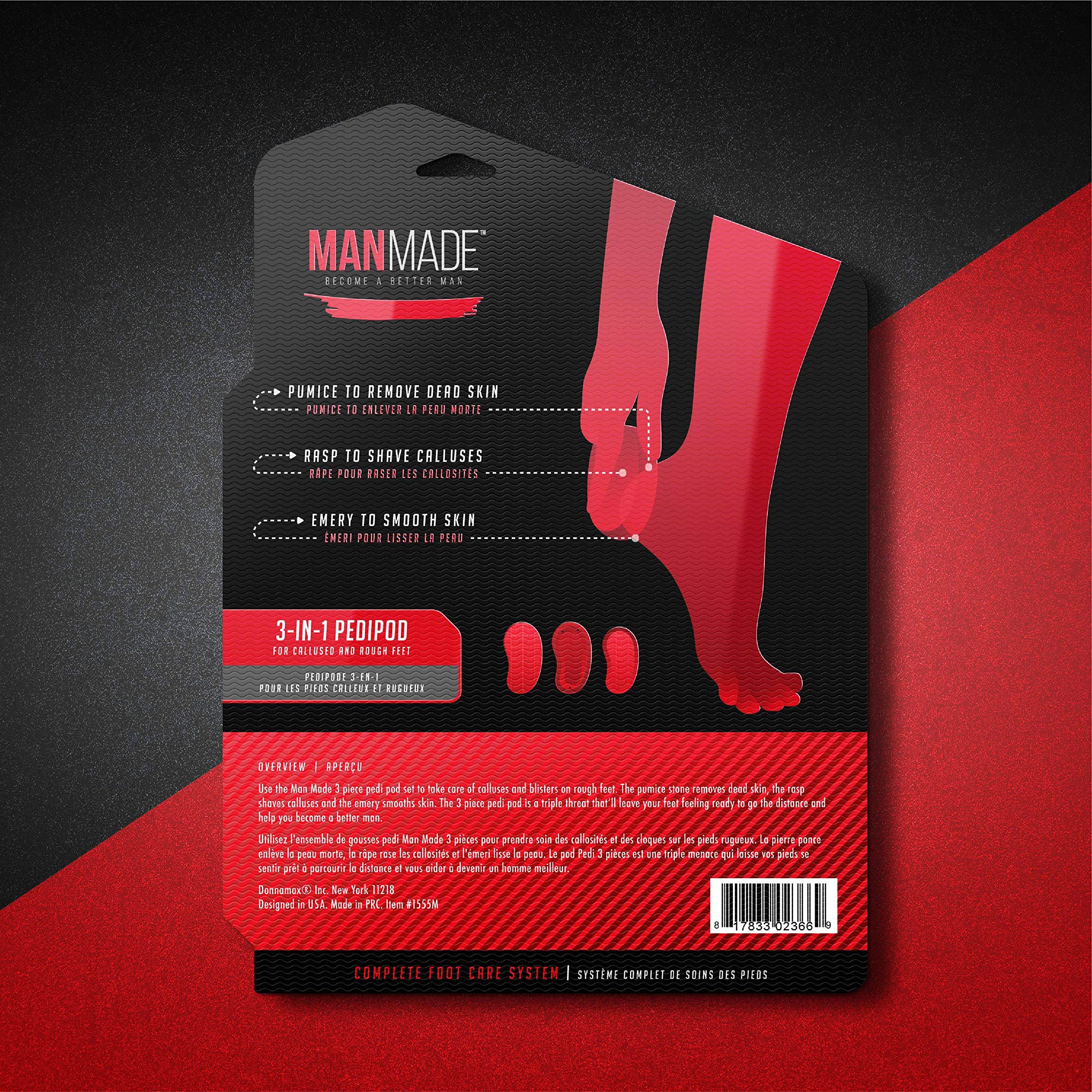 Man Made Man Made: 3-In-1 PediPod, Smooth and Repair Rough Feet, Become a Better Man (Red)